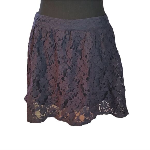 Hollister Navy Blue Lace Mini Skirt Small - Picture 1 of 5